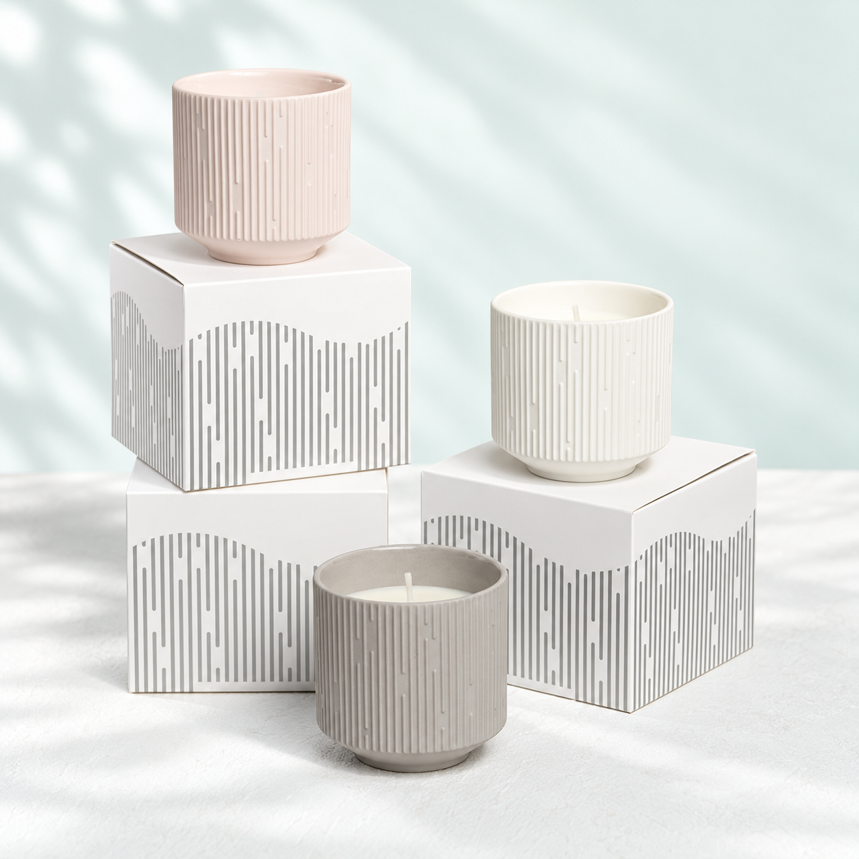 Soy Wax Candle in Ribbed Ceramic Jar